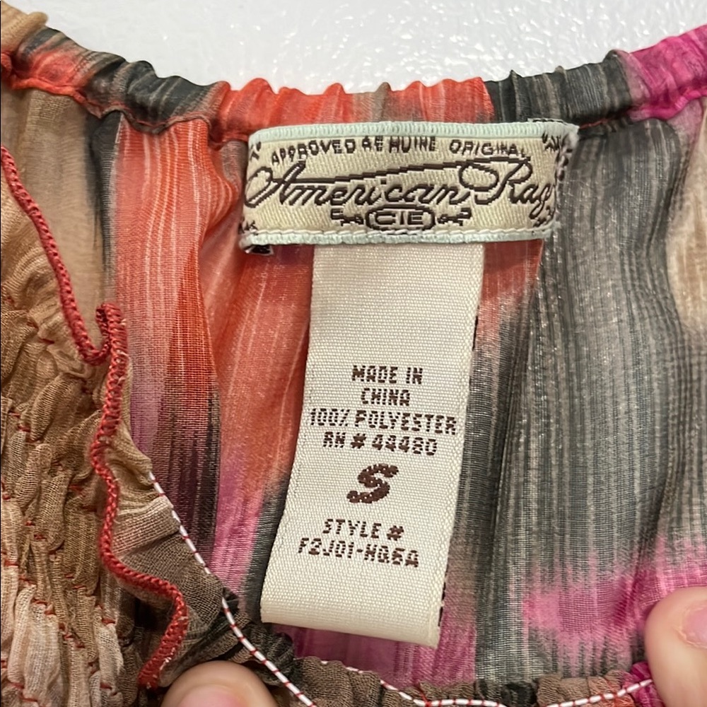 American Rag Pink Flutter Sleeve Ruffled Blouse - Picture 2 of 6